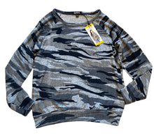 Buffalo women’s hacci knit camouflage sweater in gray S NEW