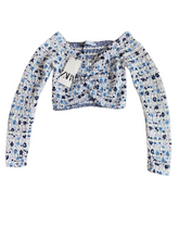 Zara women’s smocked long sleeve floral crop top S NEW