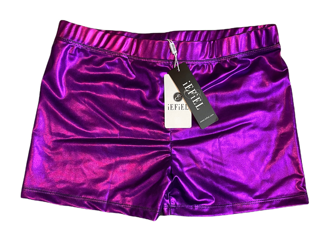 iEFiEL girls metallic dance cheer hot shorts 14 NEW