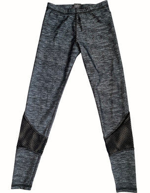 Terez girls charcoal heather fishnet panel leggings L(14)