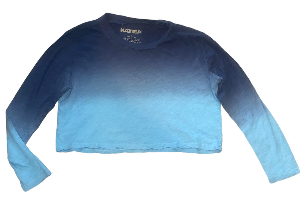 Katie J NYC tween girls Fearless long sleeve ombre crop top L(12)