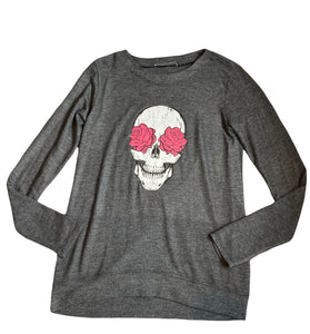 Girls skull rose hi low sweater L(14/16)