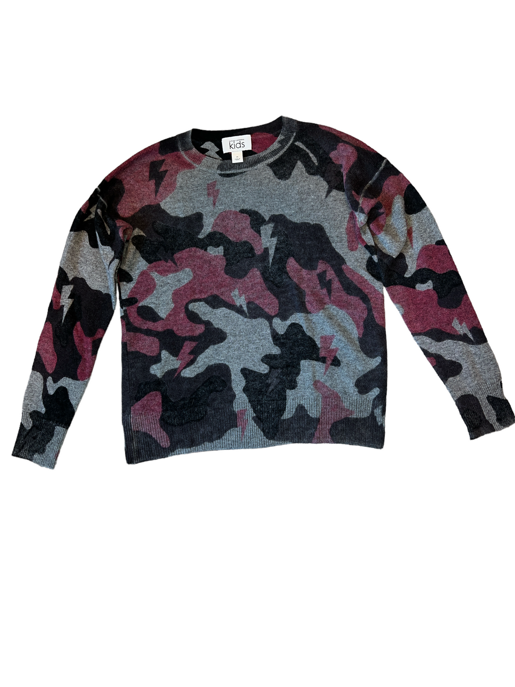 Autumn Cashmere Kids girls camouflage crew neck sweater 14