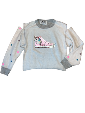 Hope Jeans girls inside out cold shoulder unicorn sweatshirt size 7