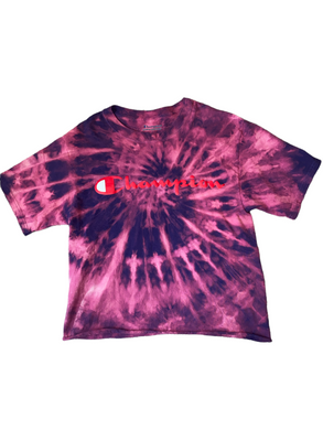 Champion juniors bleach tie dyed cropped tee S