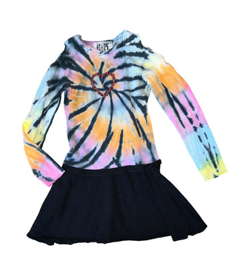 Hope Jeans girls long sleeve tie dye rhinestone heart cold shoulder dress 5