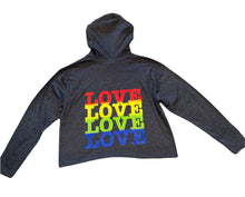 Anvil big girls cropped rainbow LOVE hoodie top M(10-12)