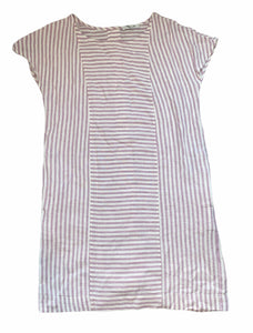 Madewell women’s Daphne striped linen dress in mauve XS