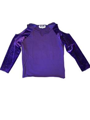 Hope Jeans girls purple velvet sparkle cold shoulder top 6