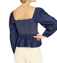 J Crew women’s smocked puff sleeve chambray top XS NEW