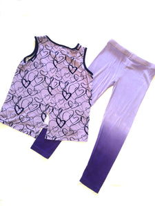 Design 365 toddler girls 2pc hearts tank top and leggings set 4T