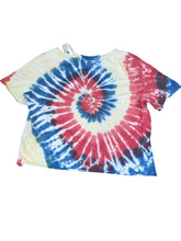 Revelation junior girls tie dye cropped neck cut out tee M