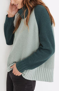 Madewell women’s Eastbrook colorblock turtleneck open back sweater XS