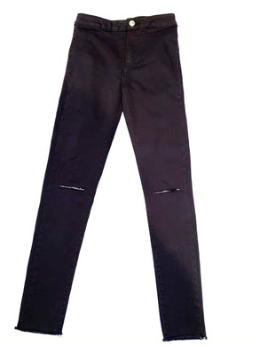 Zara girls ripped knee skinny black pants 10