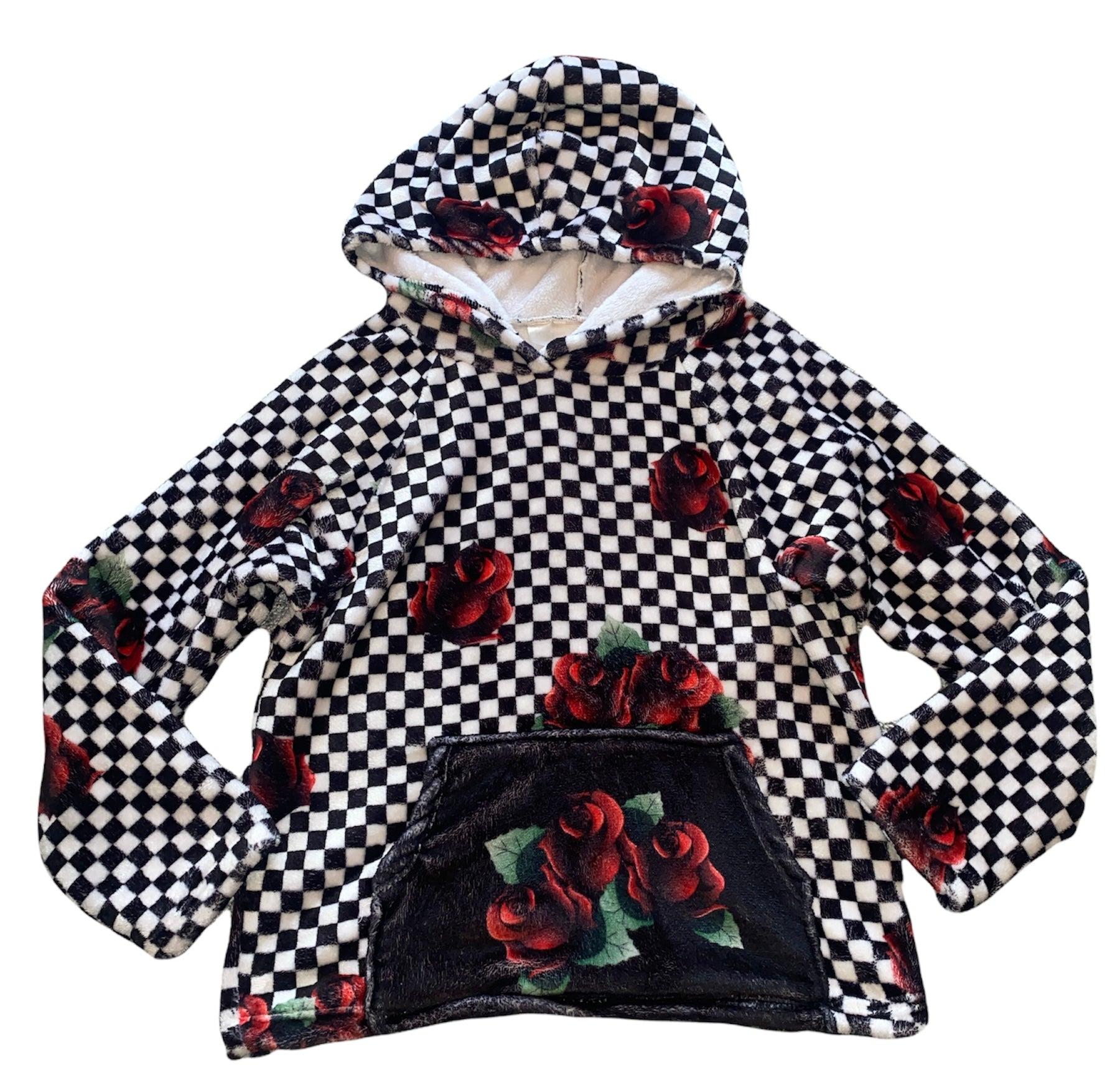 Checkered rose hoodie new arrivals