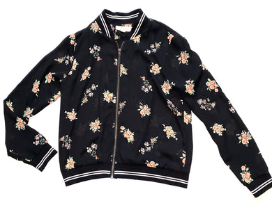 Walking on Sunshine girls sheer floral bomber jacket M(10)