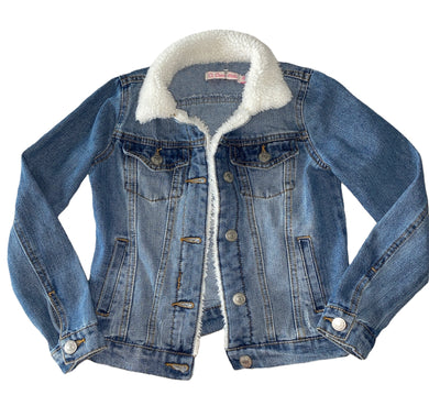 Ci Sono Kids button down denim jean jacket with sherpa XS(7)