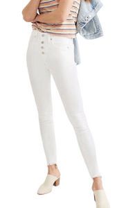 Madewell women’s 10” high rise skinny frayed ankle jeans in white 24 NEW