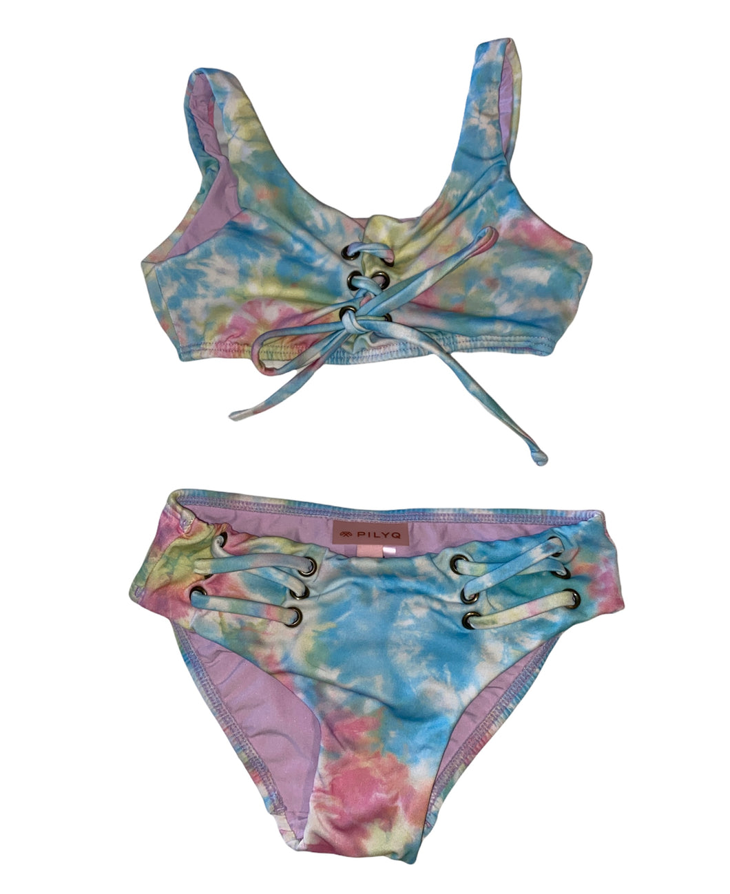 Pily Q toddler girls tie dye lace up bikini 4T