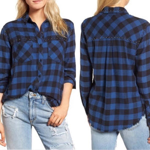 Rails women’s buffalo plaid studded flannel shirt XS