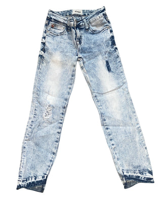 Hudson girls acid wash distressed straight leg jeans 6