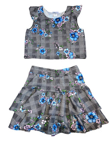 BD Juniors 2pc plaid floral cropped tank and skirt set 3