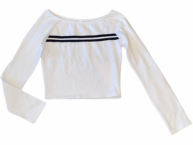 Malibu Sugar girls long sleeve striped crop top L(14)