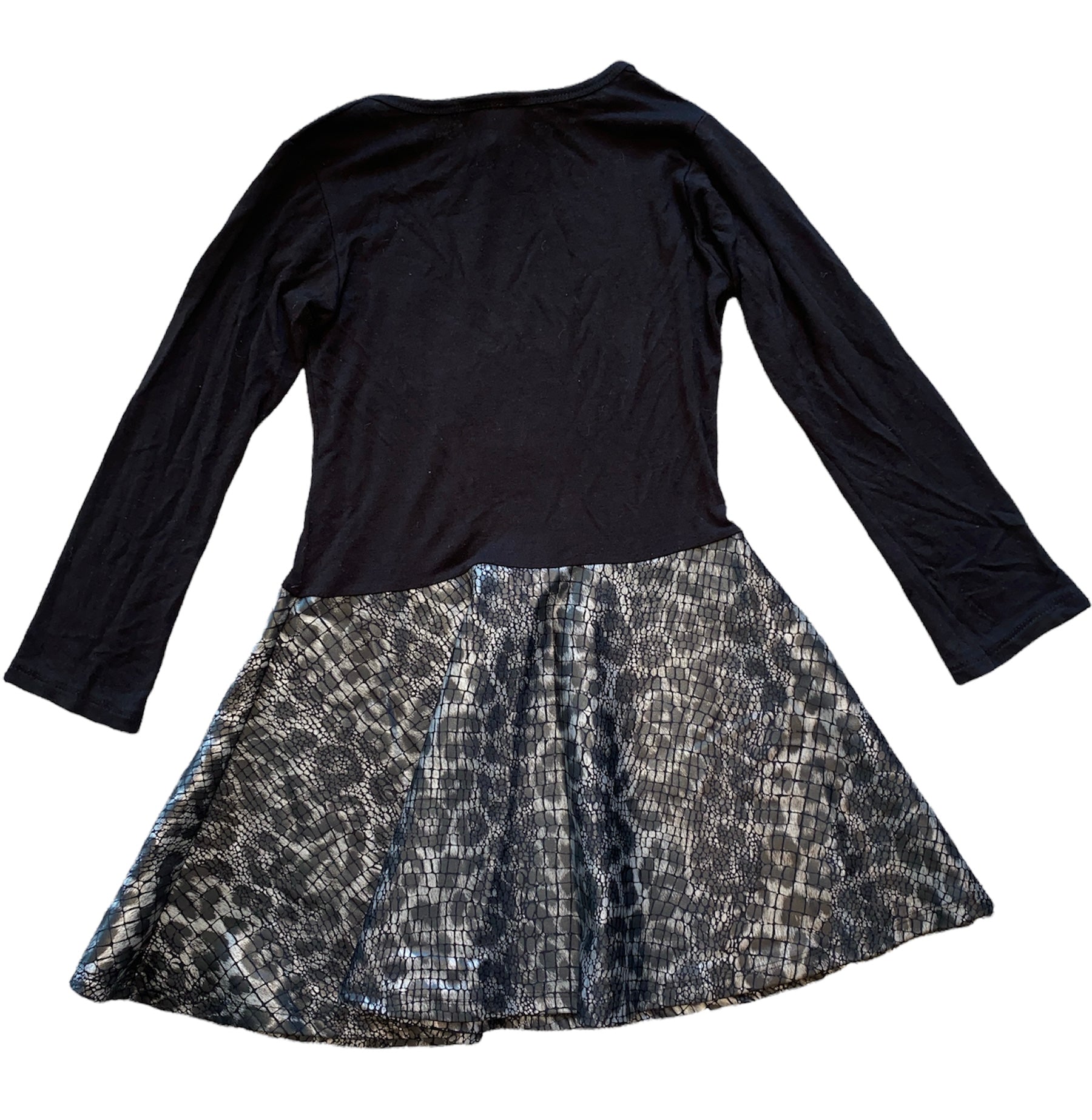 long sleeve leather skater dress Final Sale Plus Size Long Sleeve Faux Wrap Skater Dress in Vegan Liquid Black - 2x 18/20
