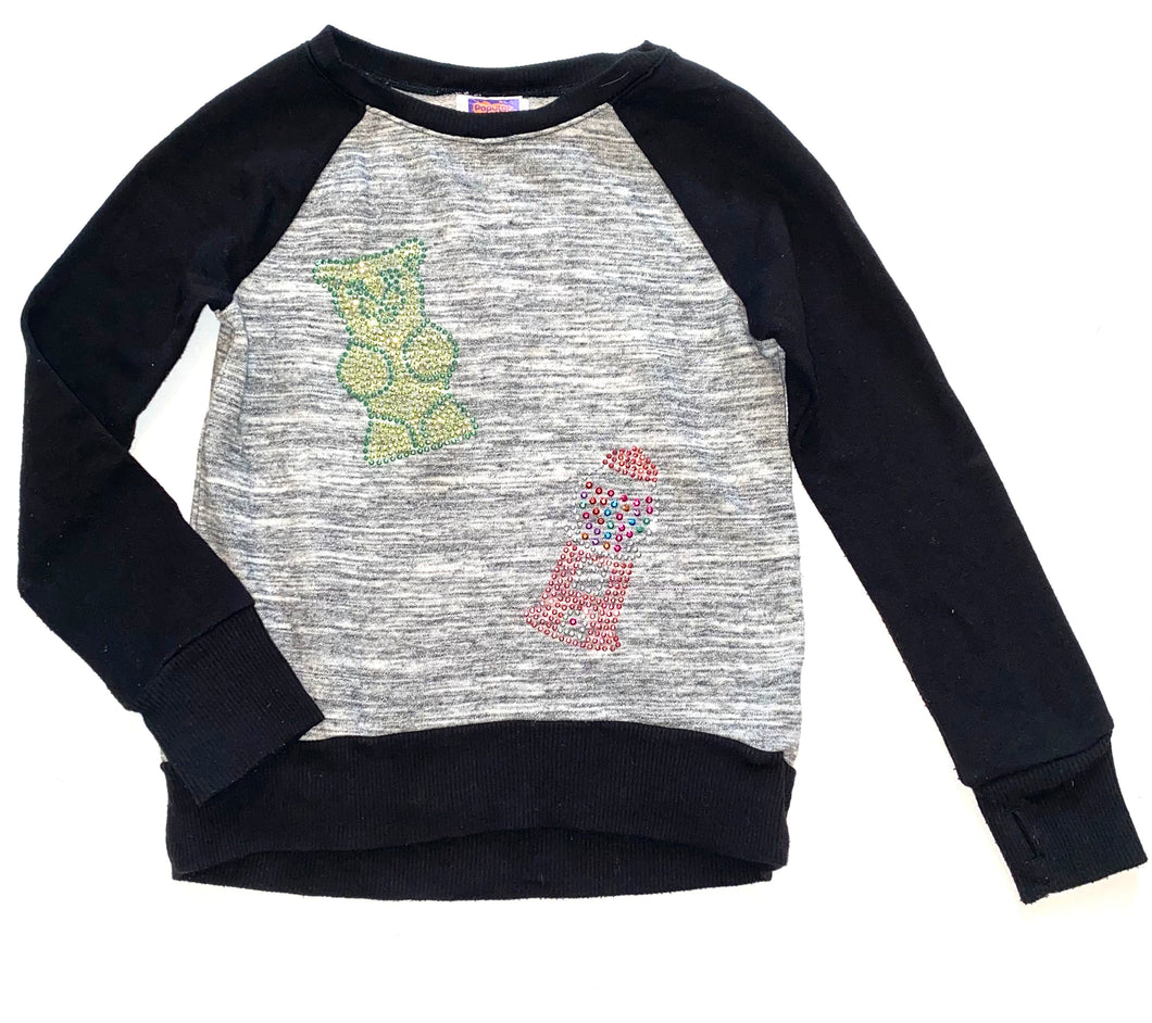 Popular by Lauren & Jen rhinestone candy knit sweatshirt XS(4-5)