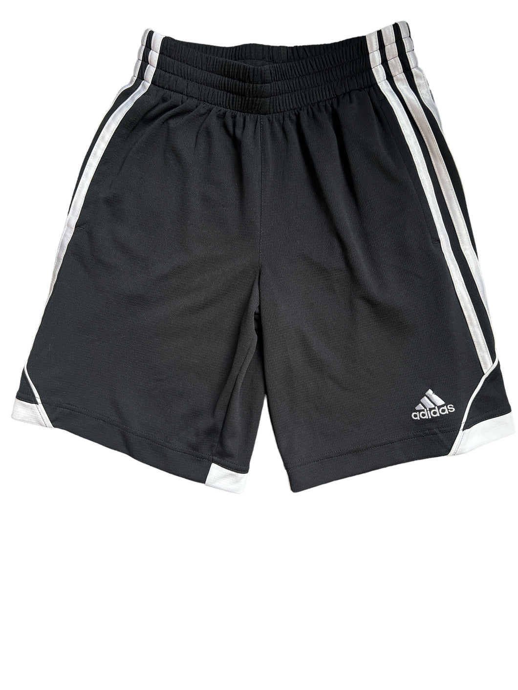 Adidas boys stripe mesh athletic black shorts M(10-12)