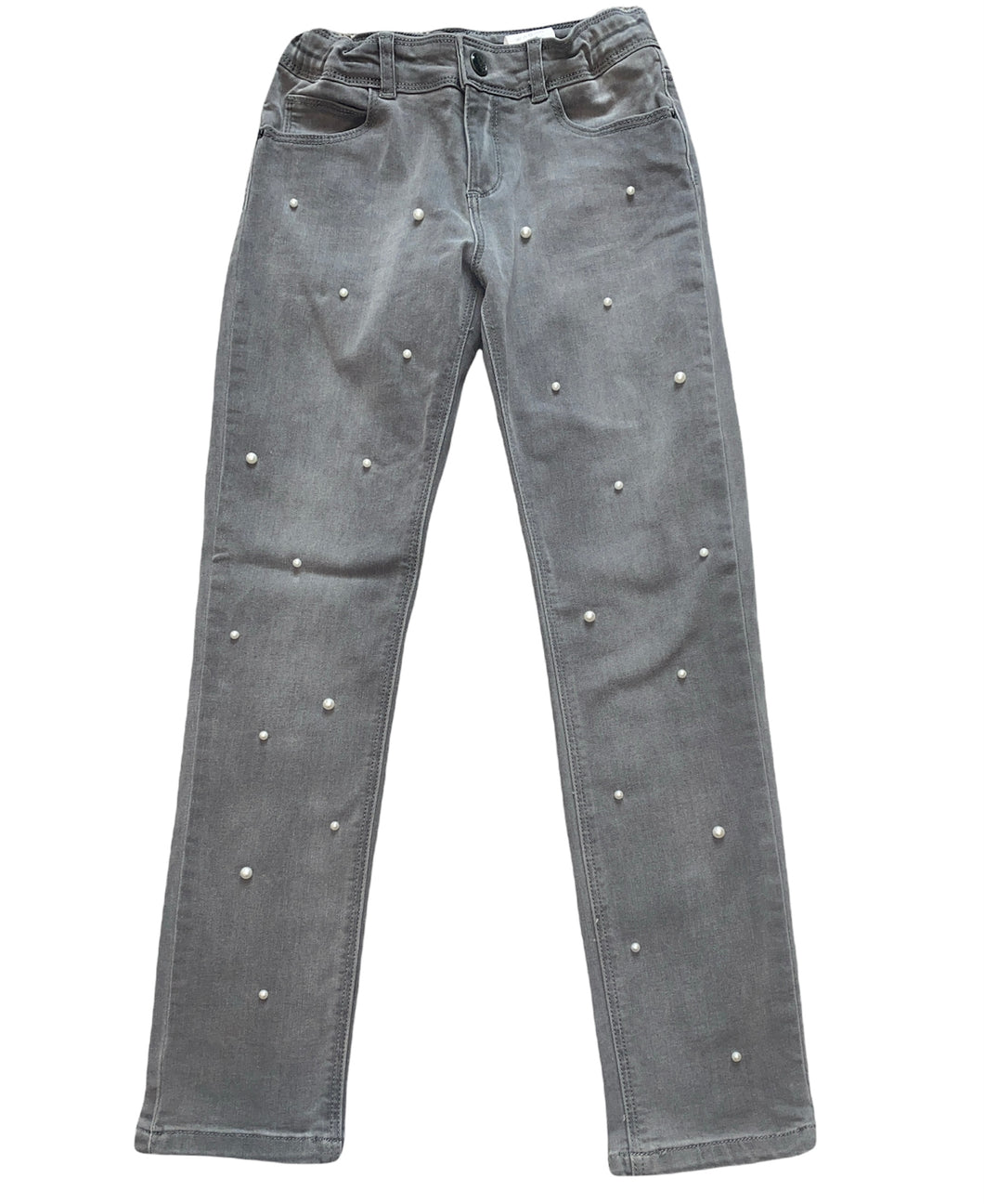 Ikks girls skinny fit gray jeans with pearl embellishments 10