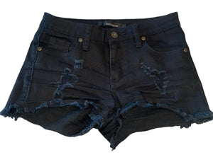 Contraband junior girls black ripped cutoff jean shorts 1