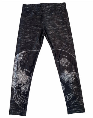 Terez little girls heather printed  skull leggings L(6)