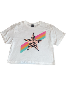 Sweet Claire women’s leopard star cropped tee S