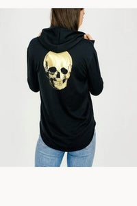 Six Fifty women’s lightweight zip hoodie with foil skull S NEW