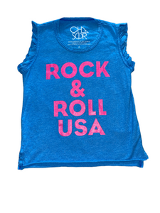 Chaser toddler girls Rock & Roll USA ruffle sleeve tank top 4T