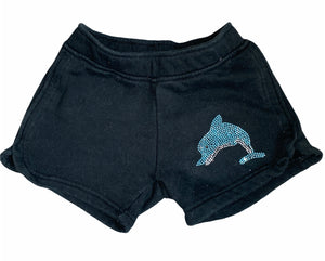 Butter Supersoft girls lounge shorts with rhinestone dolphin XS(4)