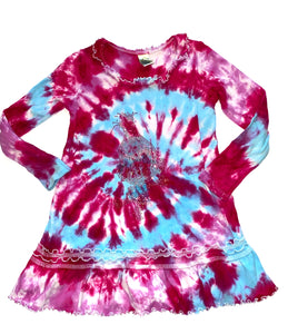 Kavio toddler girls Princess Poppy rhinestone tie dye tunic top 4T