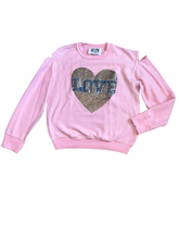 Hope Jeans girls glitter LOVE patch cold shoulder sweatshirt 7