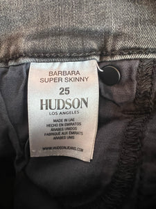 Hudson women’s Barbara super skinny gray black dip dye jeans 25