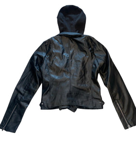 Thread & Supply women’s vegan leather hooded moto jacket S