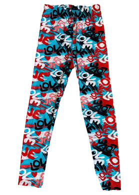 Girls ultra-soft high waisted graffiti LOVE leggings 6-7