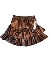 Cheryl Creations Kids girls faux leather ruffle skirt NEW