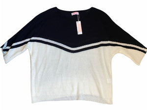 CDM women’s short sleeve dolman color block sweater S NEW