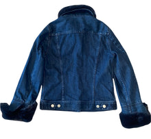 J Crew women’s denim jean jacket faux fur trim XS NEW