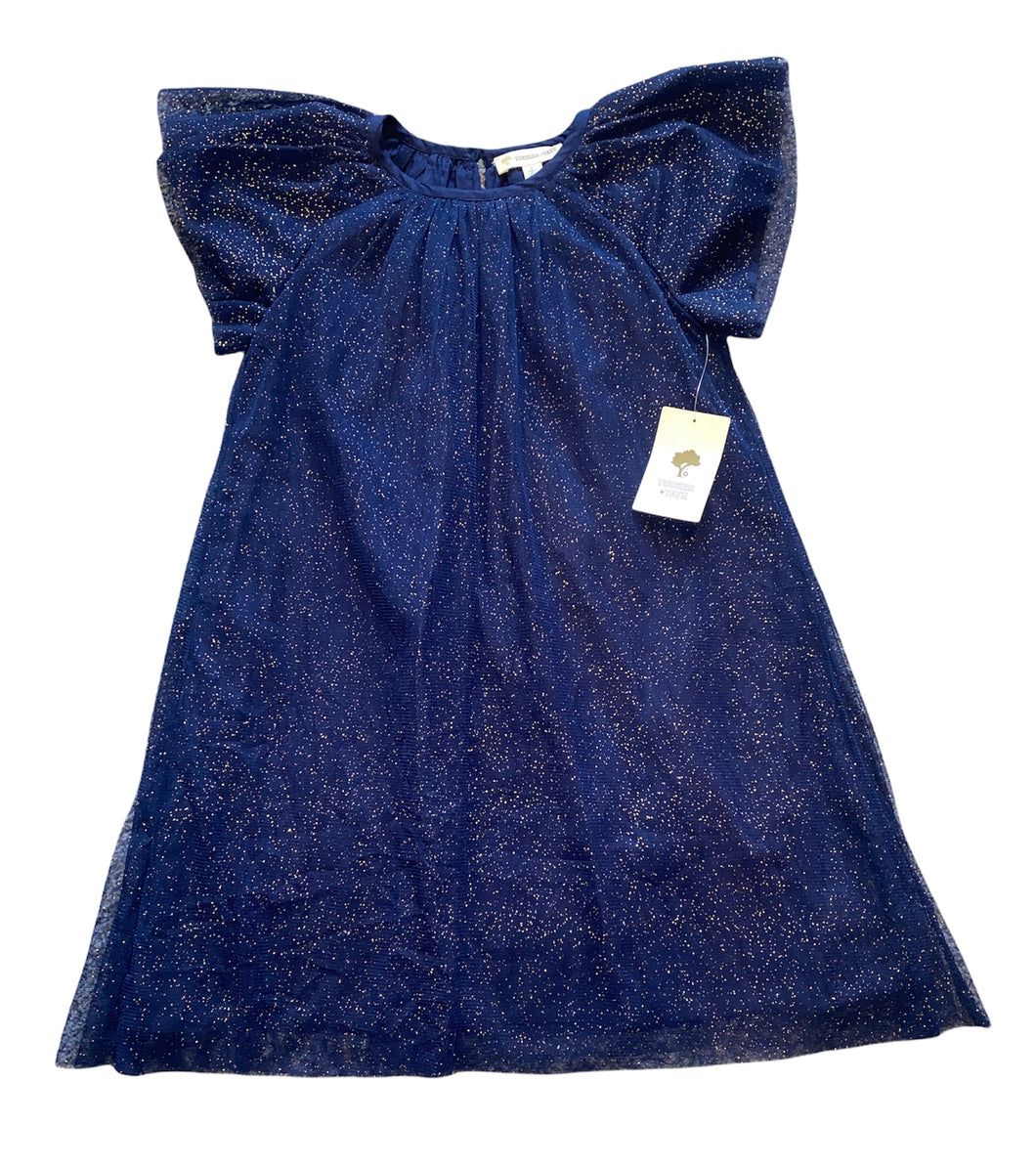 Tucker & Tate girls blue flutter sleeve sparkle dress 5 NEW