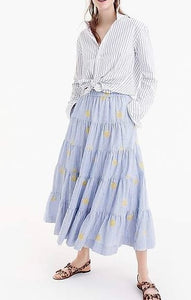 J Crew women’s embroidered pineapple maxi skirt XXS NEW