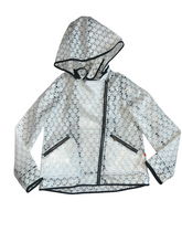 Ikks girls removable hood star print transparent raincoat 10