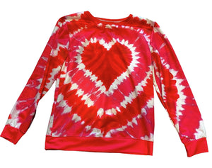 Women’s tie dye heart oversized pullover top S