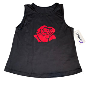 Fanilu girls tank top with red rose graphic 6 NEW